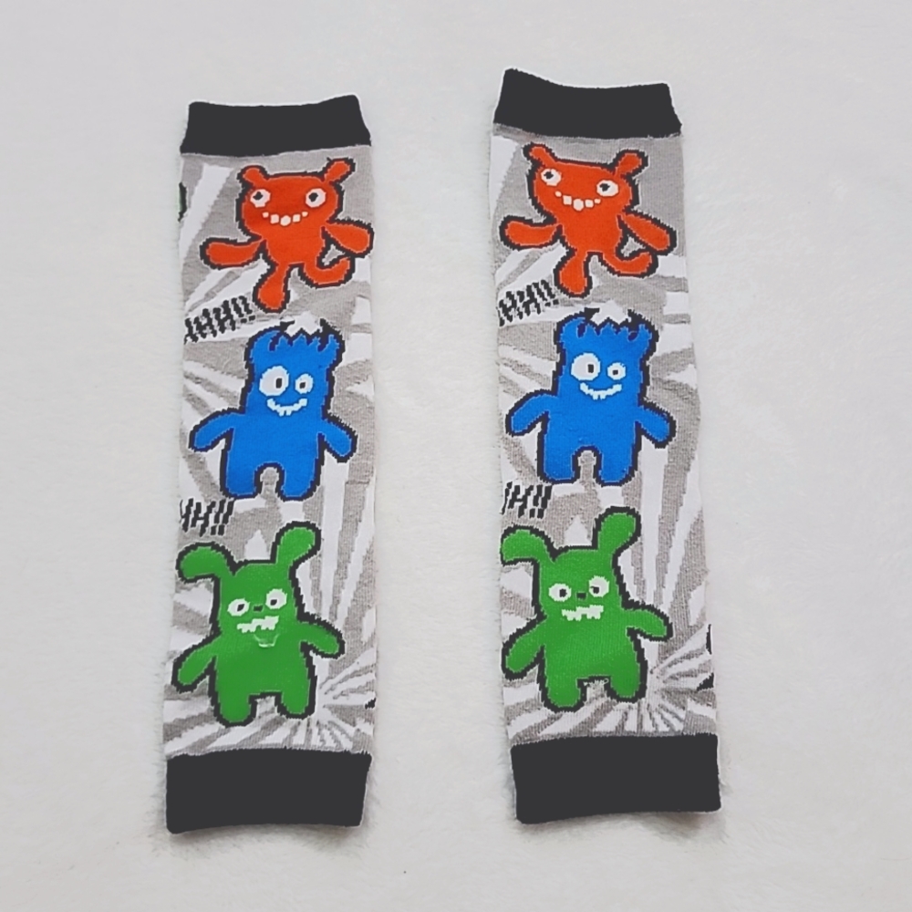 Baby Gray Monster Crawling Socks O/S